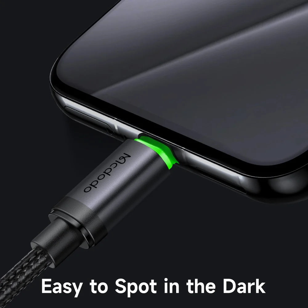 MCDODO CA-3960 1m USB-A to USB-C Cable with Charging Light, 3A Fast Charging Data Transfer Cord - Black - 4