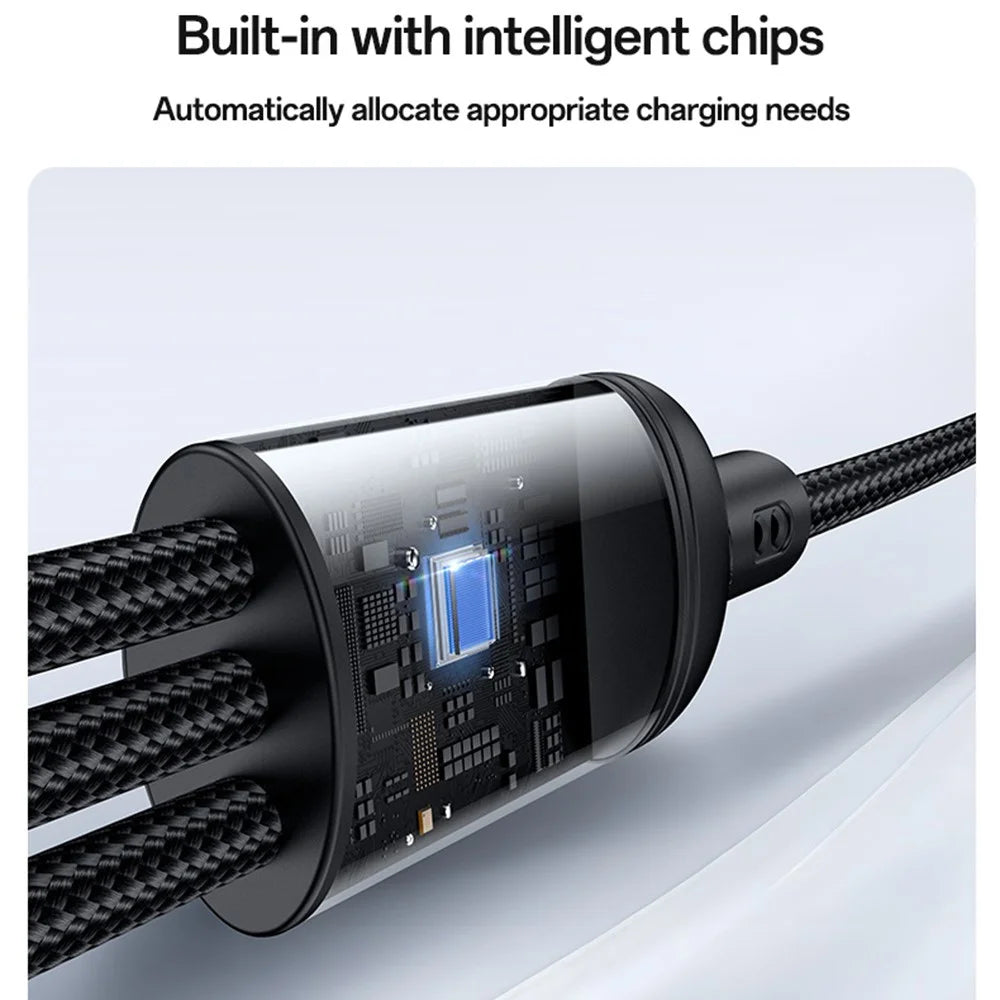 YESIDO CA203 USB-A / USB-C to iP / USB-C / Micro Fast Charging Cable Braided Charging Cord for iPhone Samsung Huawei Xiaomi - 3