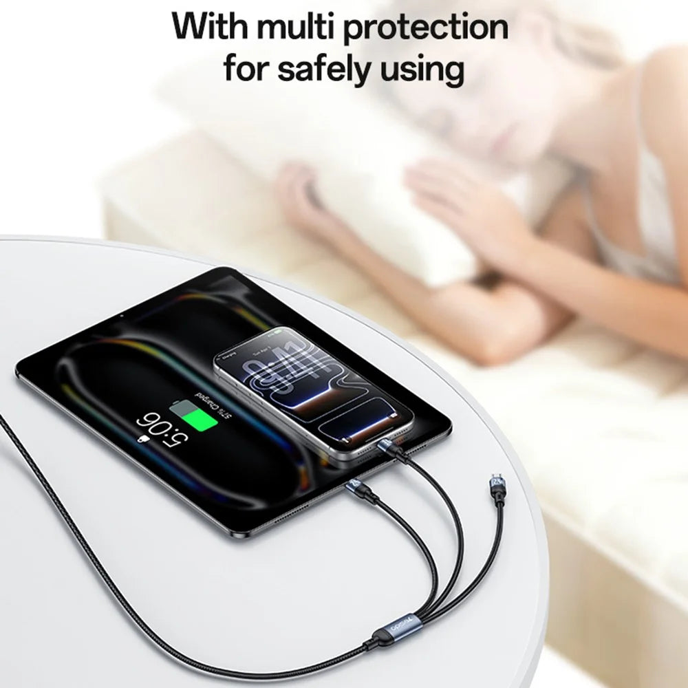 YESIDO CA203 USB-A / USB-C to iP / USB-C / Micro Fast Charging Cable Braided Charging Cord for iPhone Samsung Huawei Xiaomi - 4