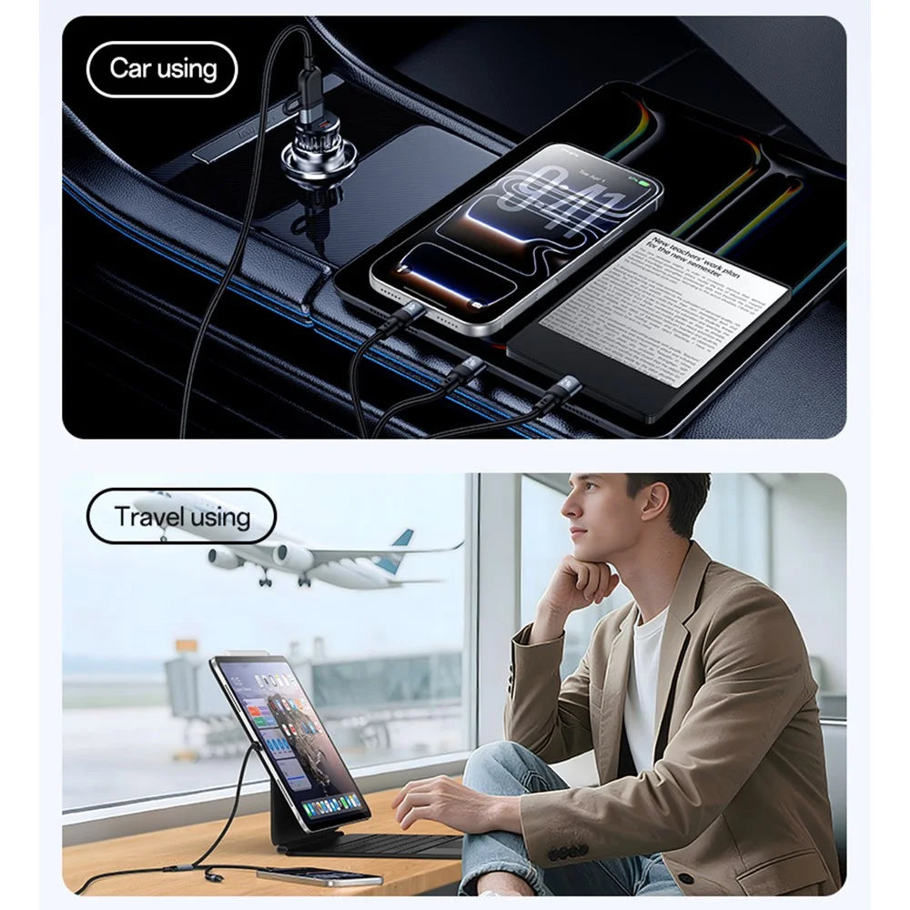YESIDO CA203 USB-A / USB-C to iP / USB-C / Micro Fast Charging Cable Braided Charging Cord for iPhone Samsung Huawei Xiaomi - 6