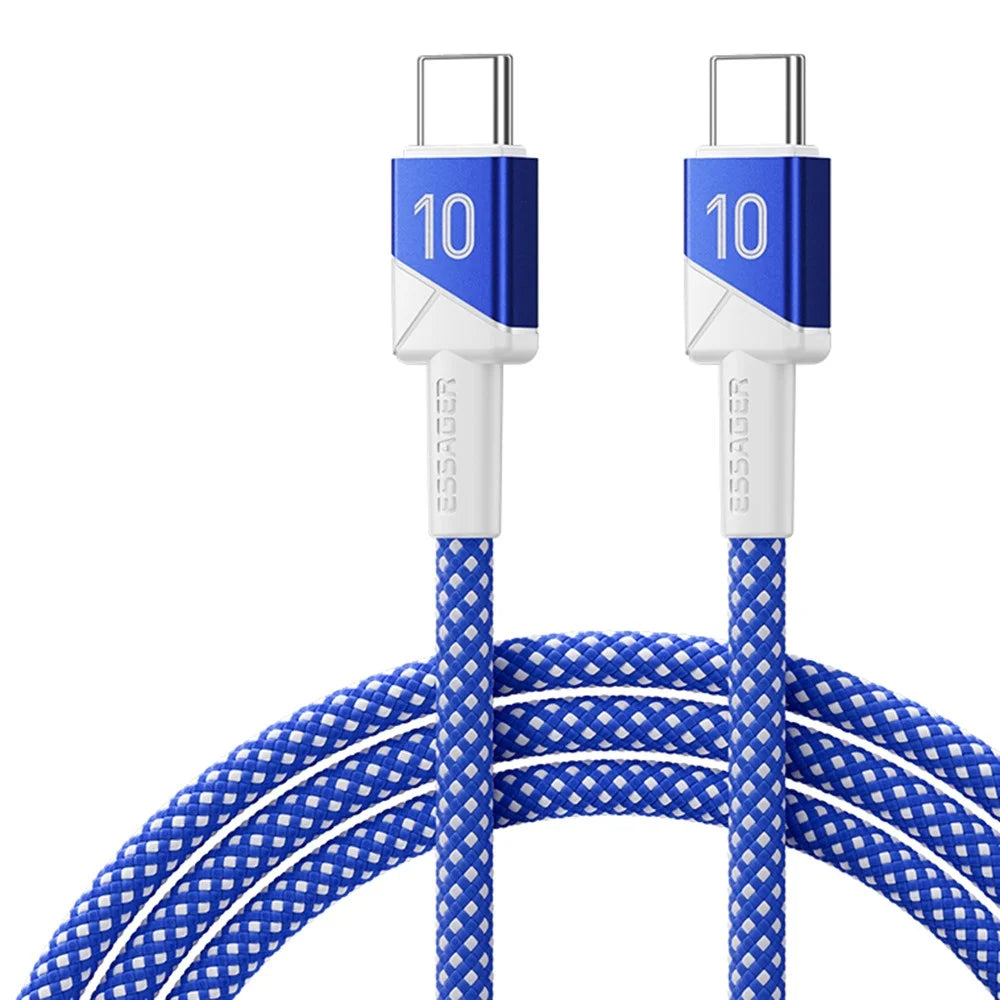 ESSAGER 1m Football Theme USB-C to USB-C 100W Fast Charging Data Cable for Huawei Samsung Xiaomi - Sapphire - 1