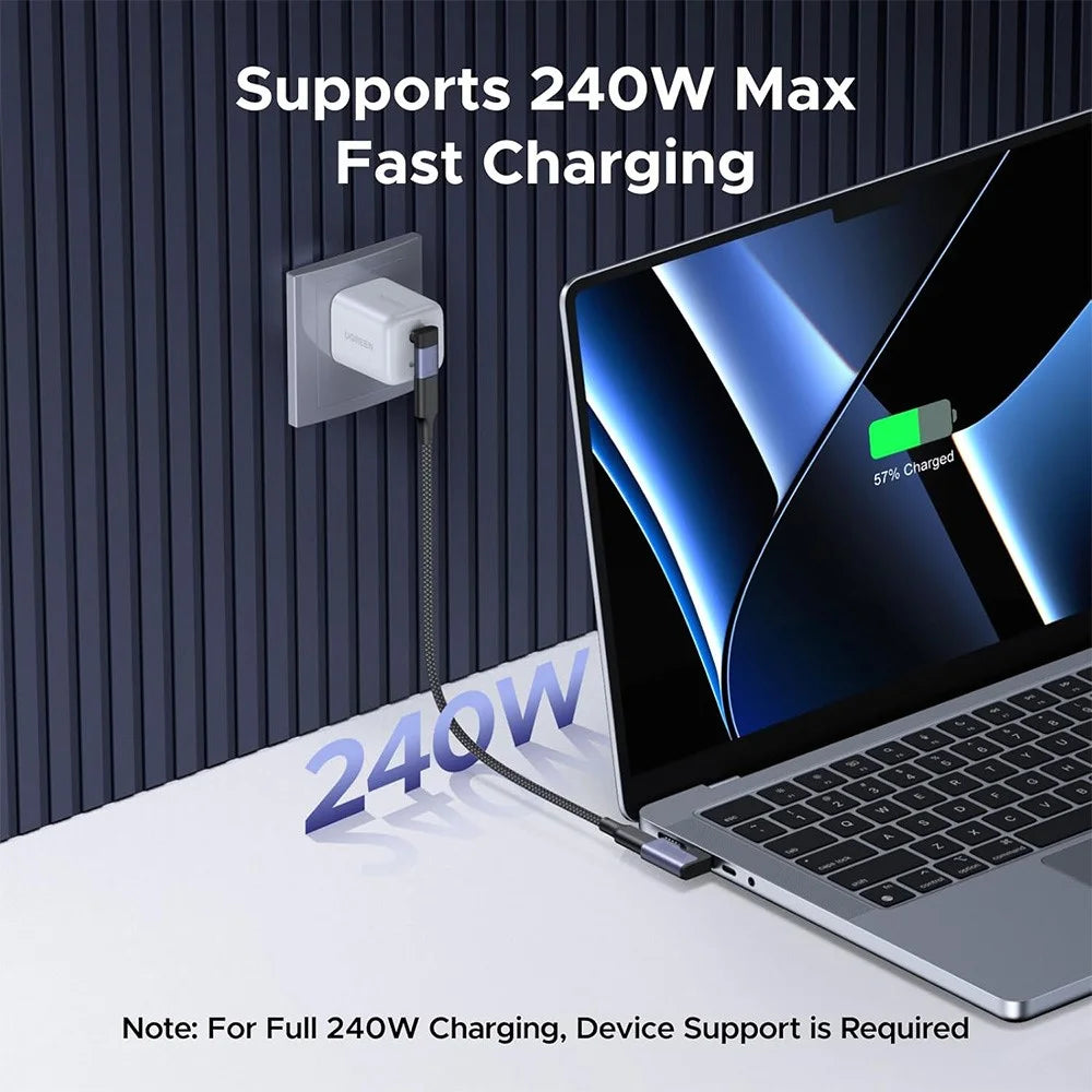 ENKAY ENK-AT133 2Pcs 90 Degree USB-C Male to Type-C Female Adapter 40Gbps 240W Fast Charging Converter - Black - 4
