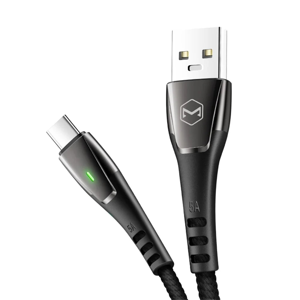 MCDODO for iPhone 15 Series 1.5M Smart Auto Disconnect Nylon Braided USB Type-C Data Charger Cable for Samsung Huawei - Black - 5