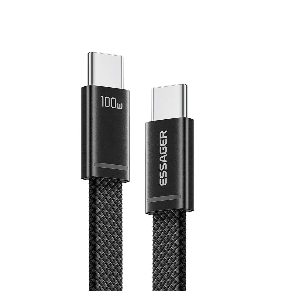 ESSAGER ES-X85 1m USB-C to USB-C Cable 100W PD Fast Charging 480Mbps Transfer Data Cable - Black - 2