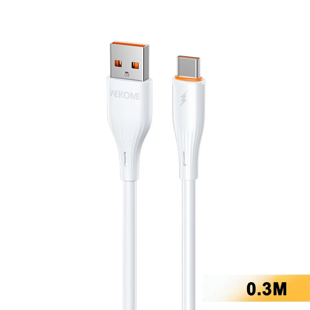 WEKOME WDC-C34a 0.3m USB-A to Type-C Cable 66W Fast Charging Data Cable for Phone Tablet - White - 1