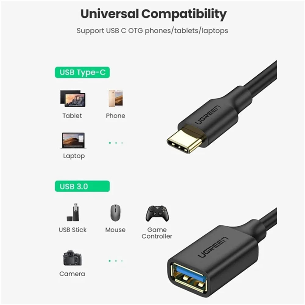 UGREEN USB C to USB Adapter OTG Cable USB Type C Male to USB 3.0 Female Cable Adapter for MacBook Pro - 2