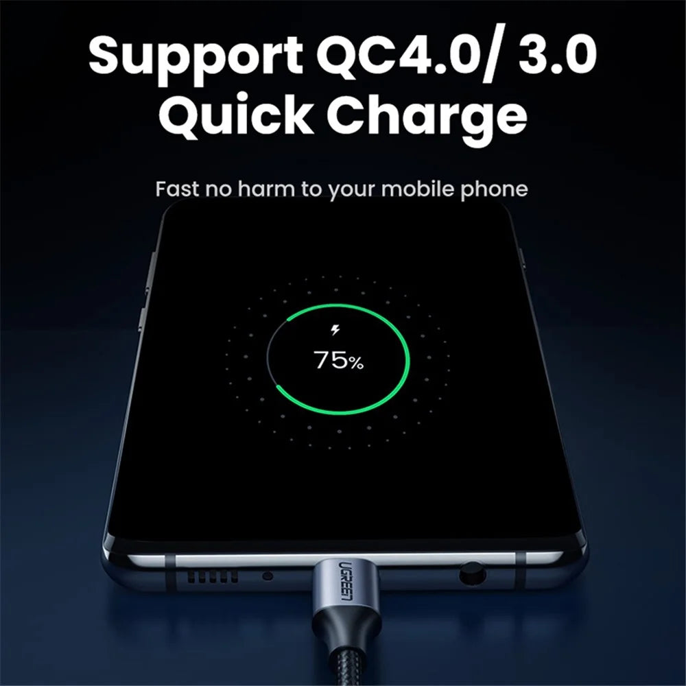 UGREEN 70429 USB C to USB C Nylon Braided Cable 4.0 USB-C PD 100W Power Delivery Fast Charging Sync Data Cable for Samsung S20/MacBook iPad Pro (2m) - 4