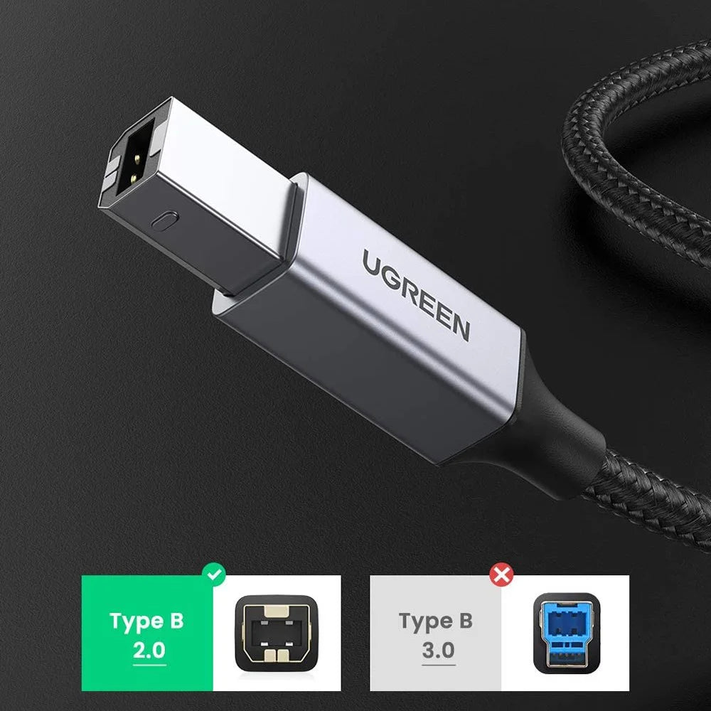 UGREEN 1m 480Mbps High Speed USB A to USB B Cable for HP Epson Canon Brother Printer Male to Male Cord - 3