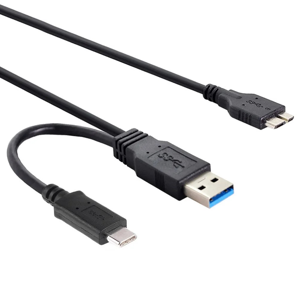 UC-165 Combo USB Cable USB 3.1 Type-C+USB3.0 Type-A Host to Micro USB 3.0 Target Data Cable for Disk - 1