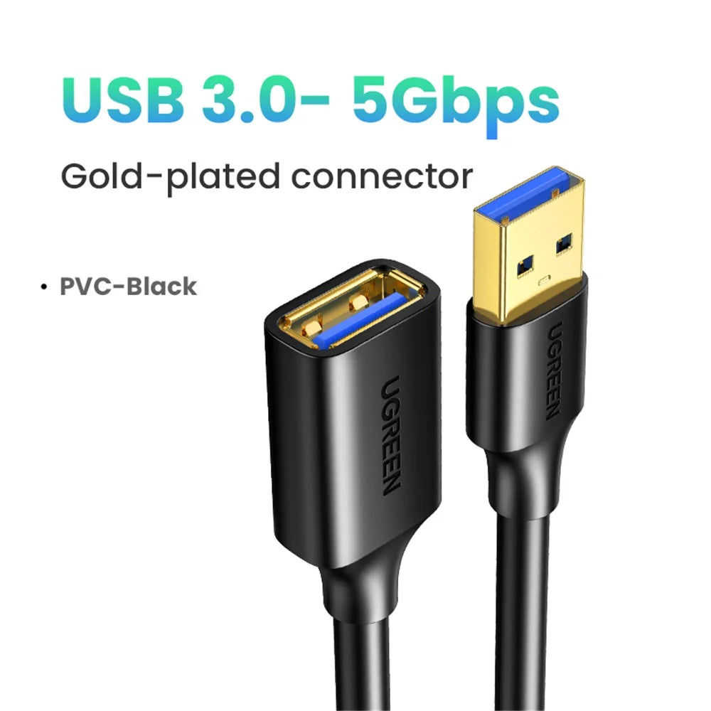 UGREEN 10373 2m 5Gbps High Speed USB 3.0 Extension Cable Gold-plated Connector Cord for PS4 / Xbox / USB Flash Drive / Printer - 6