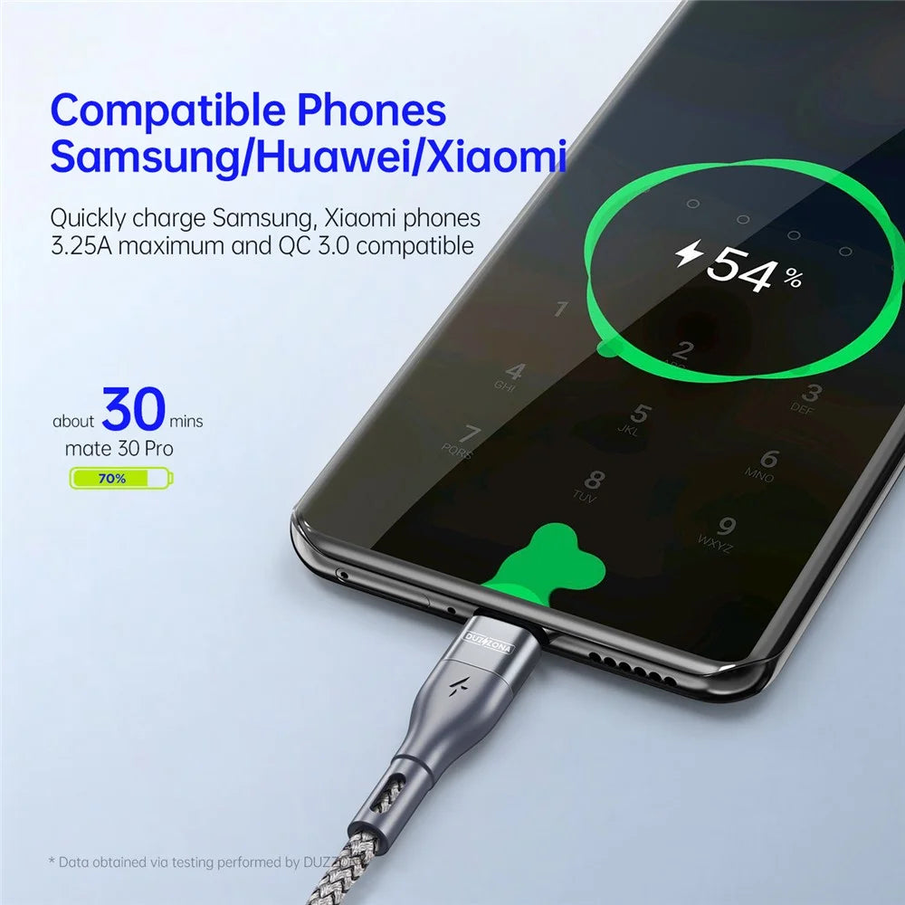 DUZZONA A2 for iPhone 16-15 Series 2m PD 65W USB-C to USB-C Fast Charging Cable Nylon Braided Data Cord - Grey - 6