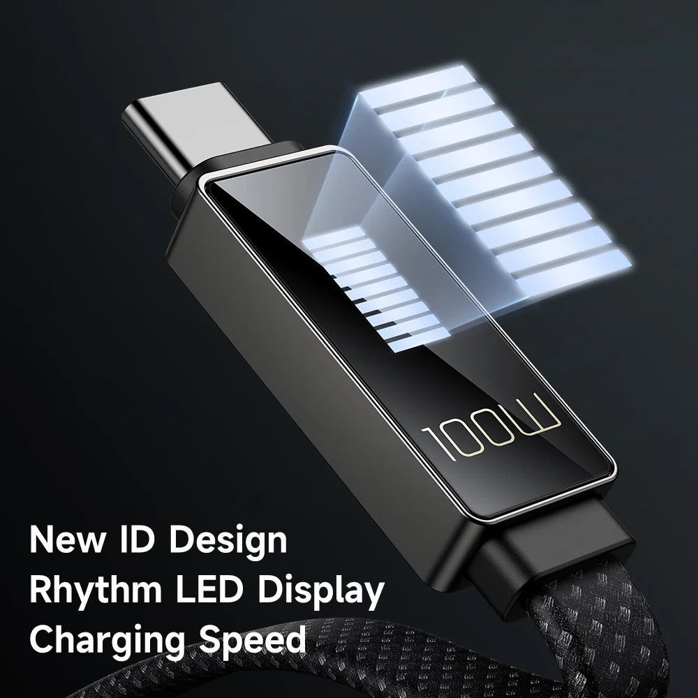 MCDODO CA-4470 Rhythm Series for iPhone 15 Series 1.2m PD 100W Type-C to Type-C Data Cable with 9-level Light Display, Black - 3