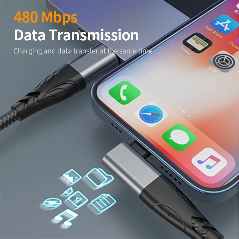 ENKAY 1m 4 in 1 USB / Type-C to iP / Type-C Nylon Charge Cable with E-Marker Chip PD 100W Fast Charging Cable - 5