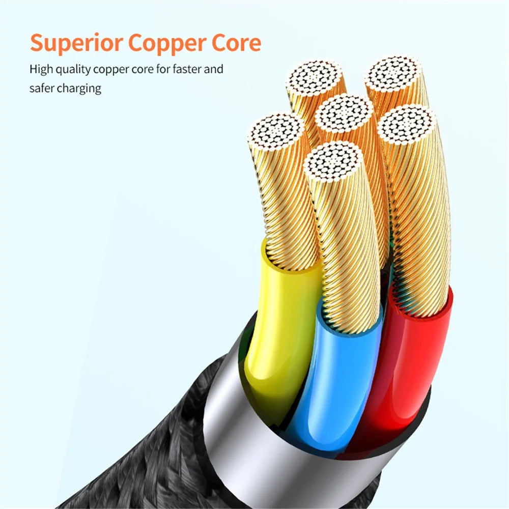 ENKAY 1m 4 in 1 USB / Type-C to iP / Type-C Nylon Charge Cable with E-Marker Chip PD 100W Fast Charging Cable - 7