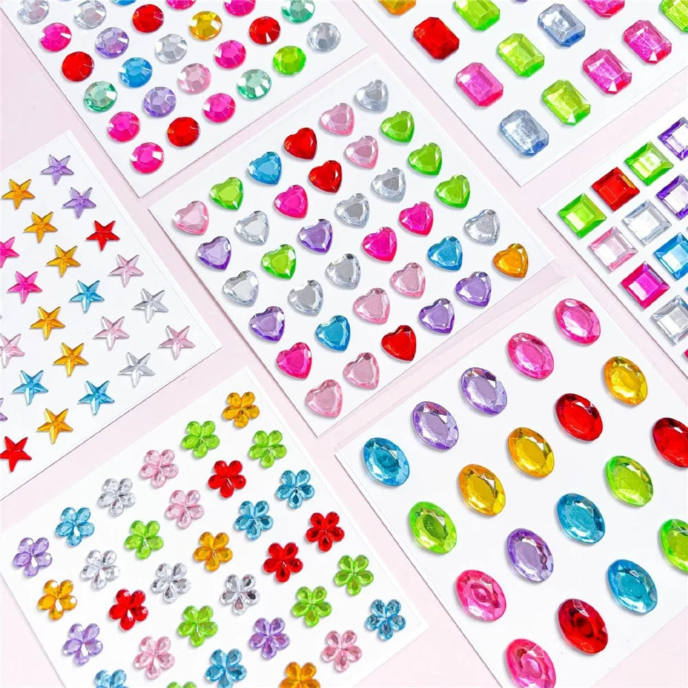 Crystal Rhinestone Stickers Multi-Shape Sticky Gems Self-Adhesive Decorative Decal for Phone DIY Craft Nail Art - 36Pcs 10mm Heart-shaped Coloured Diamonds - 3