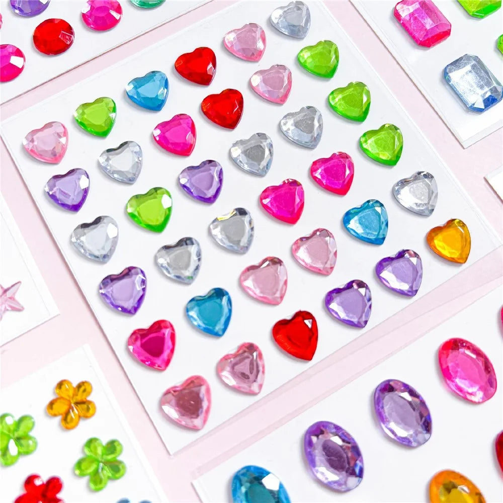 Crystal Rhinestone Stickers Multi-Shape Sticky Gems Self-Adhesive Decorative Decal for Phone DIY Craft Nail Art - 36Pcs 10mm Heart-shaped Coloured Diamonds - 4