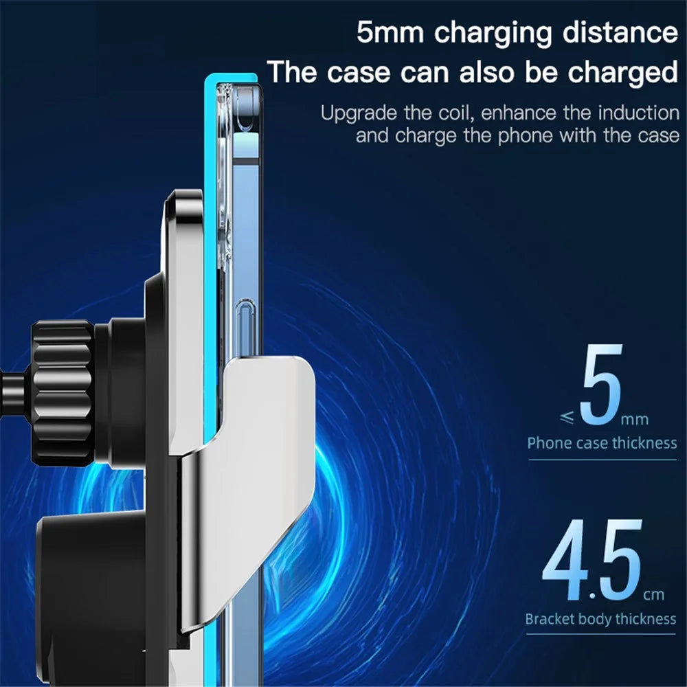 C8 15W Car Air Vent Phone Holder Wireless Charger Metal Charging Bracket - Grey - 7