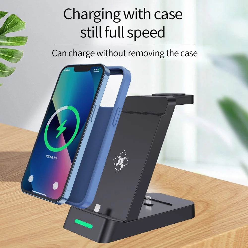 B20 For Samsung Watch Wireless Charger Phone Earphone Charging Stand - Black - 6