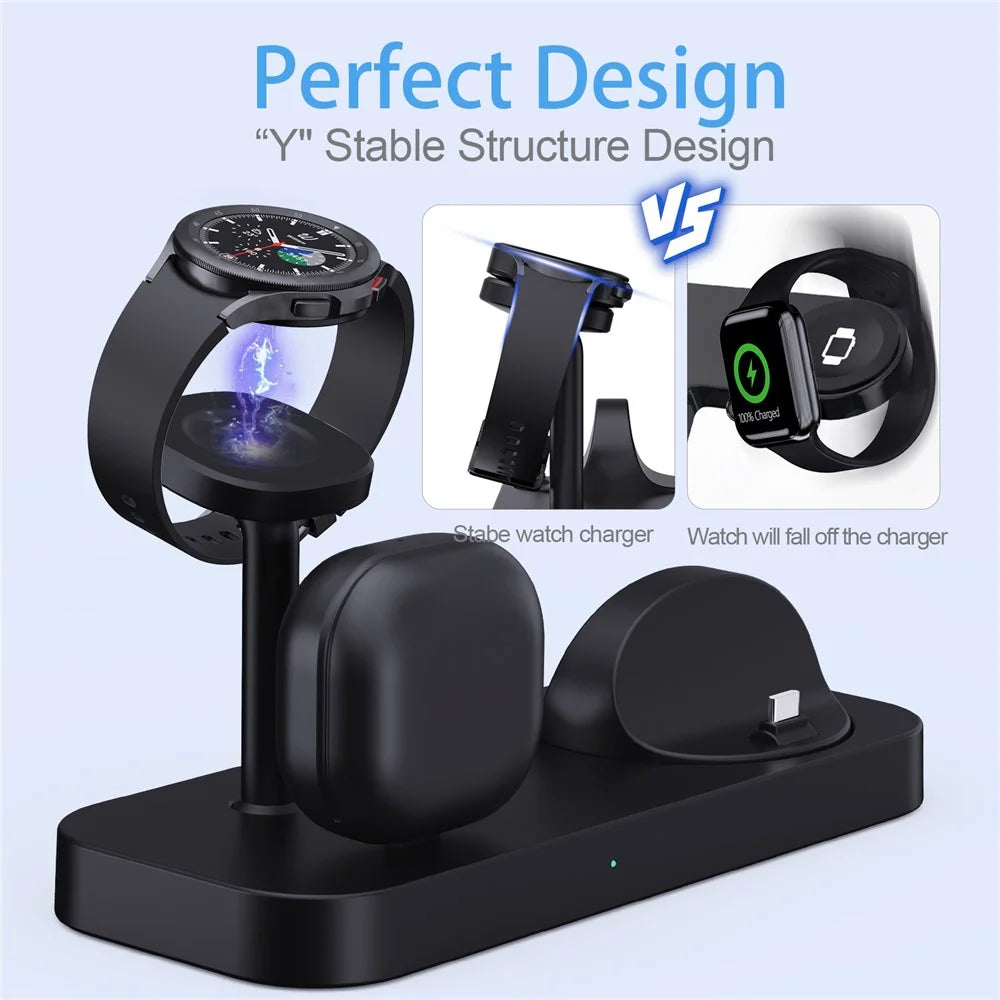 B25 For Samsung Watch Wireless Charger Phone Earphone Direct Charge Stand - White - 3