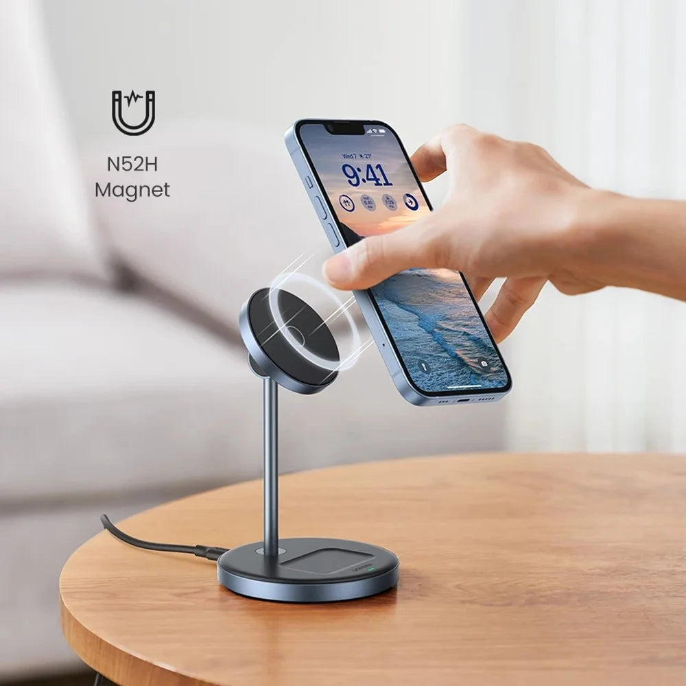 UGREEN 2 In 1 Magnetic Wireless Charger 700g Magnetic Force Adjustable Charging Stand For iPhone 16 / 15 / 14 / 13 / 12 Series and AirPods - 4