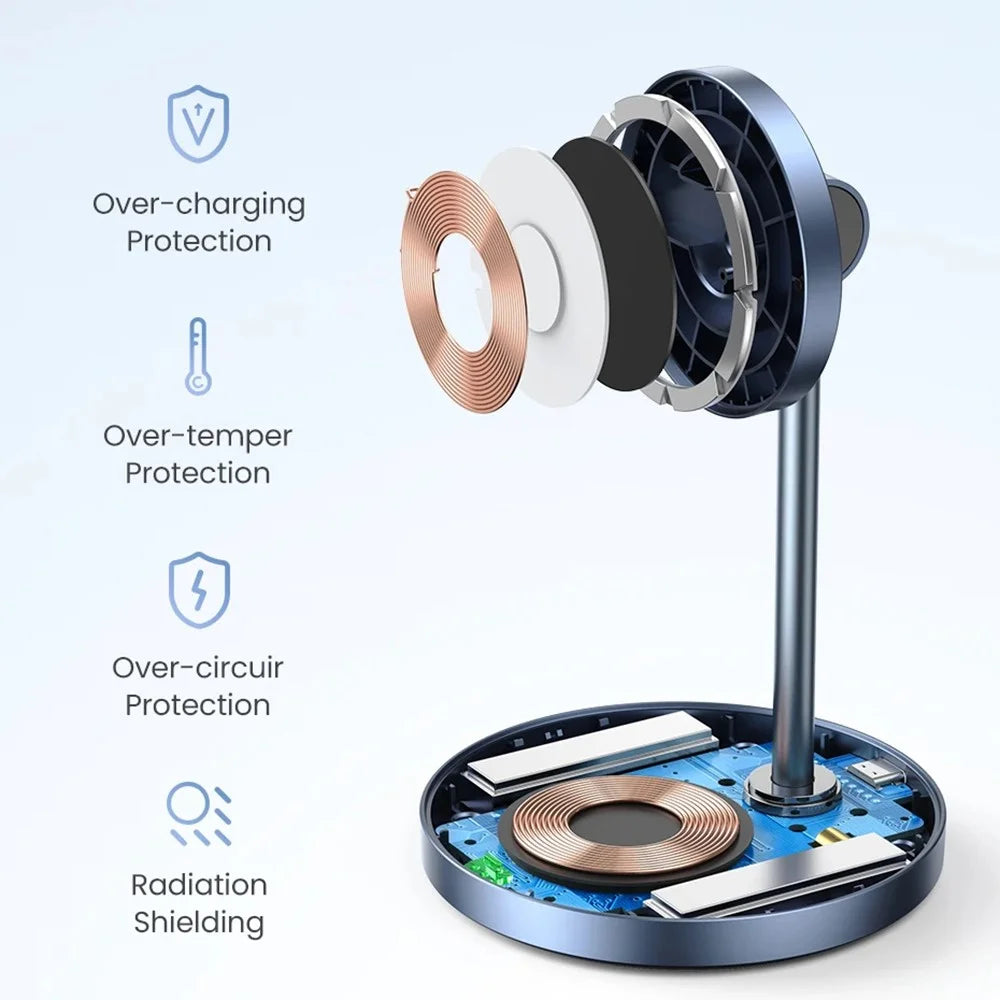 UGREEN 2 In 1 Magnetic Wireless Charger 700g Magnetic Force Adjustable Charging Stand For iPhone 16 / 15 / 14 / 13 / 12 Series and AirPods - 5
