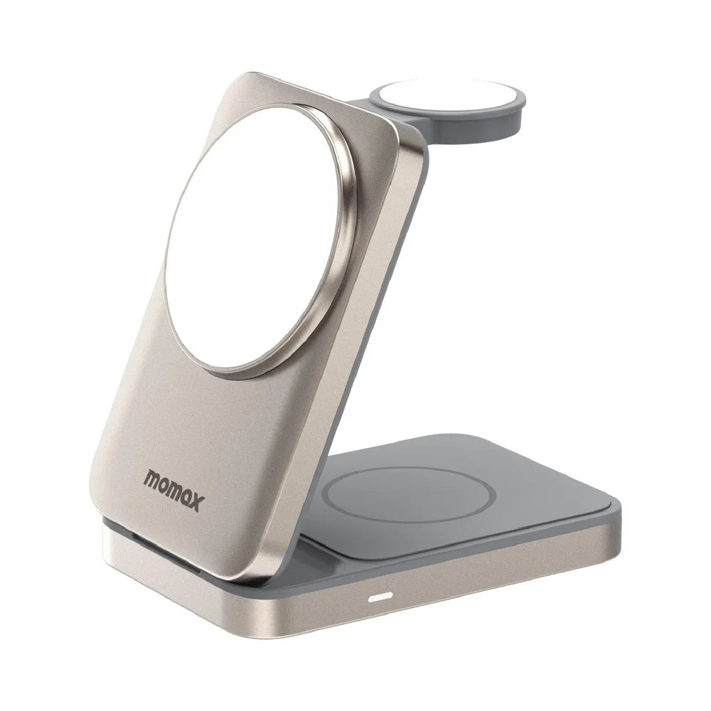 MOMAX Q. Port Foldable Magnetic 3 in 1 Wireless Charger for Iphone / Apple Watch / Airpods Qi2+MFW Certified Charging Stand - 2