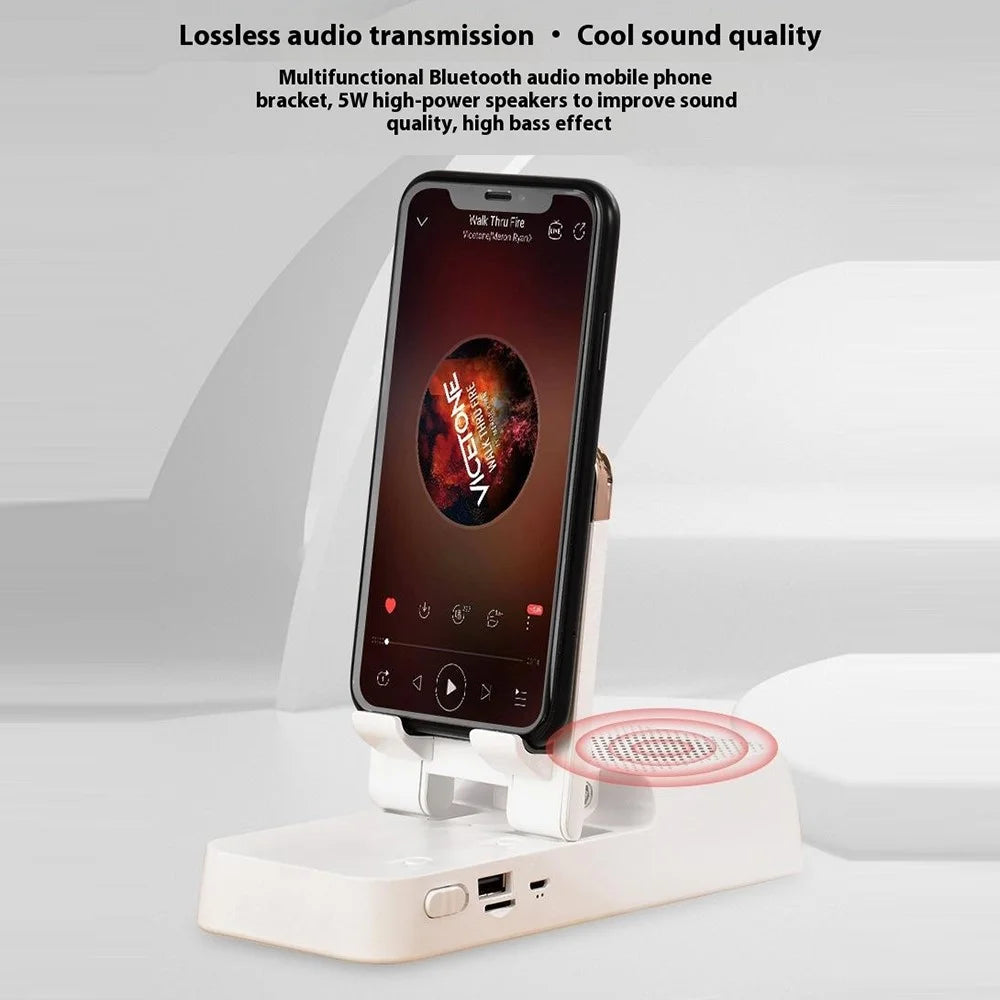 F18 Mobile Phone Holder Bluetooth-Compatible Speaker Adjustable Stand 1200mAh Portable Rechargeable - Black - 6