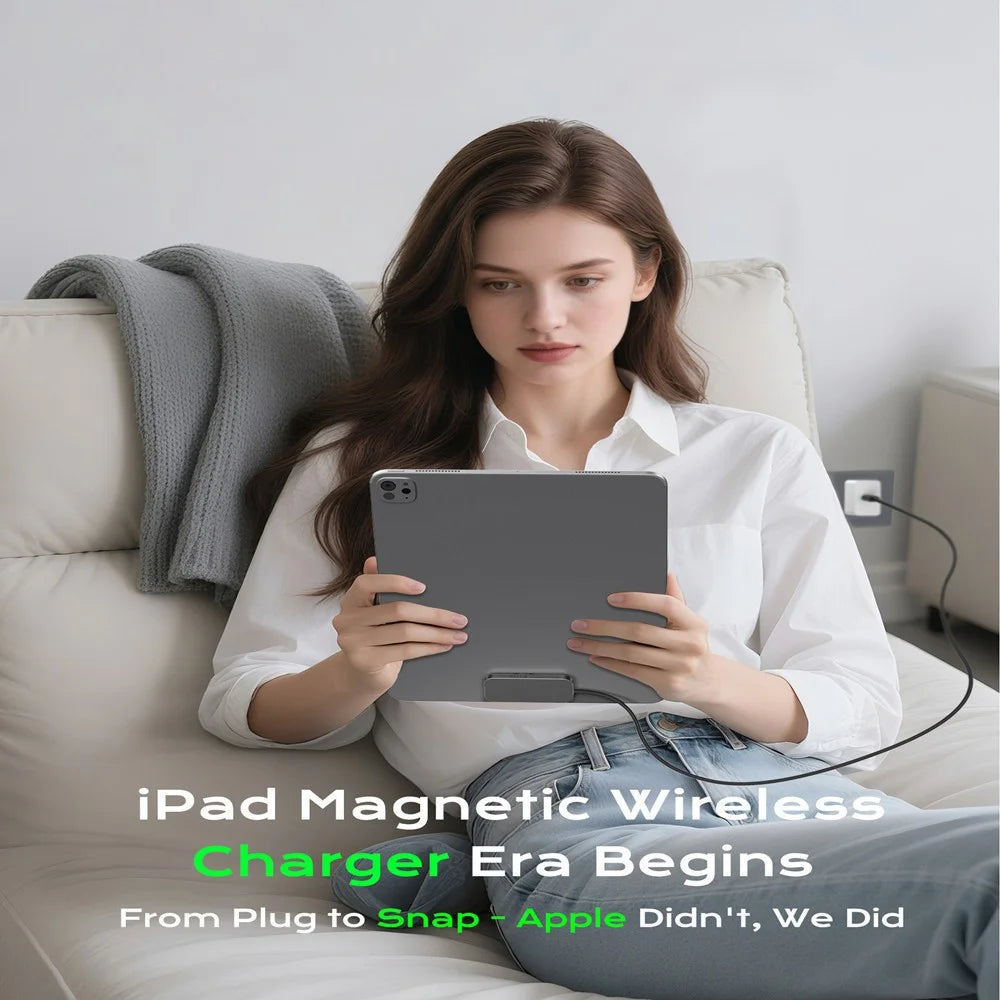 Magnetic Wireless Charger for iPad Air 11 (2025) / (2024) / Air (2022) / (2020) / Pro 11 (2022) / (2021) / (2020) / (2018) Fast Charging Pad with USB-C Cable Smart Connector - 5