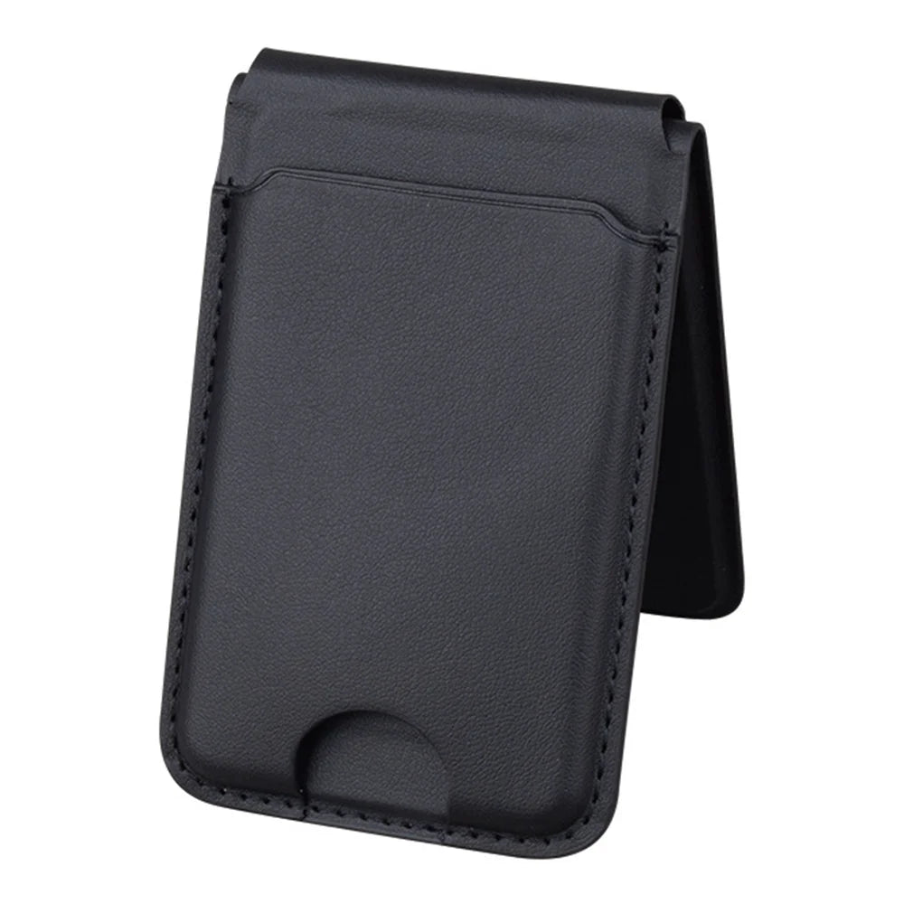 For iPhone / Apple Watch / AirPods Compatible with MagSafe Wireless Charger PU Leather Card Bag Phone Stand - Black - 3