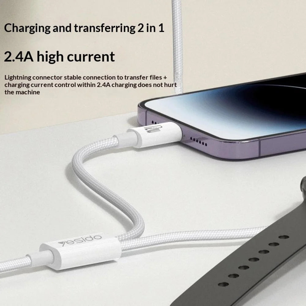 YESIDO DS35 2 in 1 USB-A to iP / Wireless Charging Dock for Apple Watch 2.5W Fast Charging Cable - White - 3