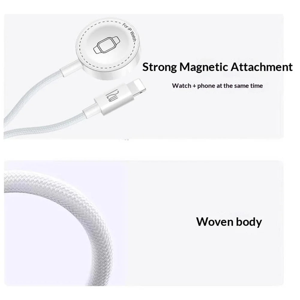 YESIDO DS35 2 in 1 USB-A to iP / Wireless Charging Dock for Apple Watch 2.5W Fast Charging Cable - White - 5