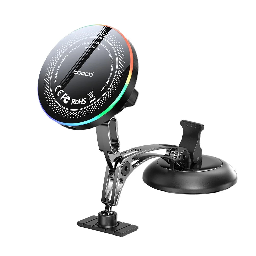 TOOCKI TW11 (W11) Magnetic Car Mount Wireless Charger 15W Fast Charging Phone Holder for Dashboard - 1