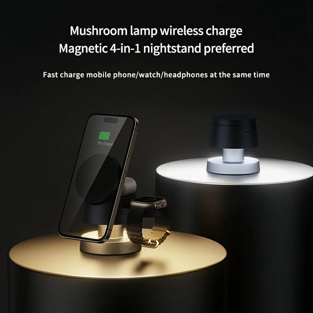 X6 4-in-1 Magnetic Wireless Charger Stand with Night Light Charging Dock for iPhone Apple Watch AirPods - 3