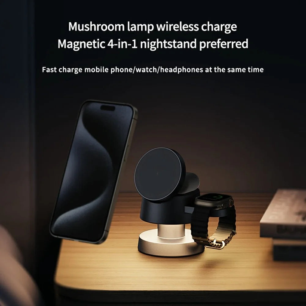X6 4-in-1 Magnetic Wireless Charger Stand with Night Light Charging Dock for iPhone Apple Watch AirPods - 4