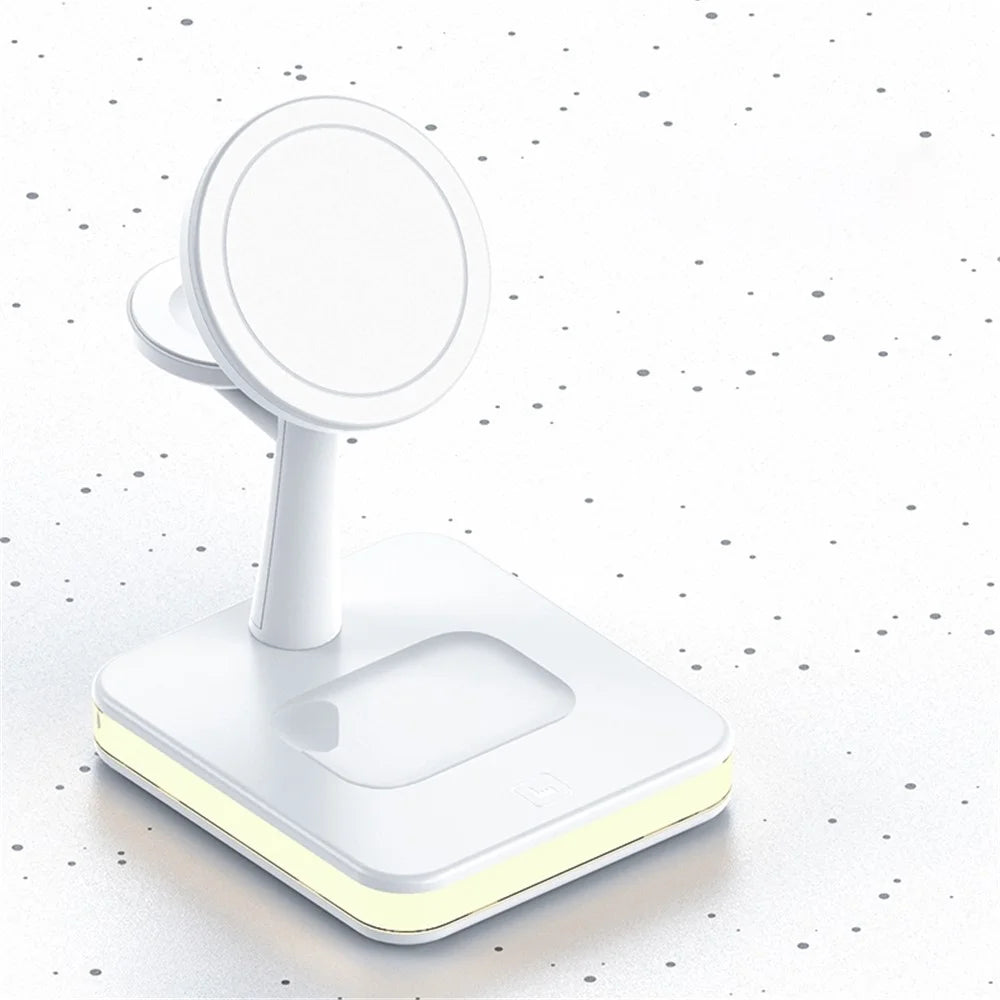 JJT-991 For iPhone / Apple Watch / AirPods 4 in 1 Magnetic Wireless Charger with USB Output Multifunction Charging Base - White - 2