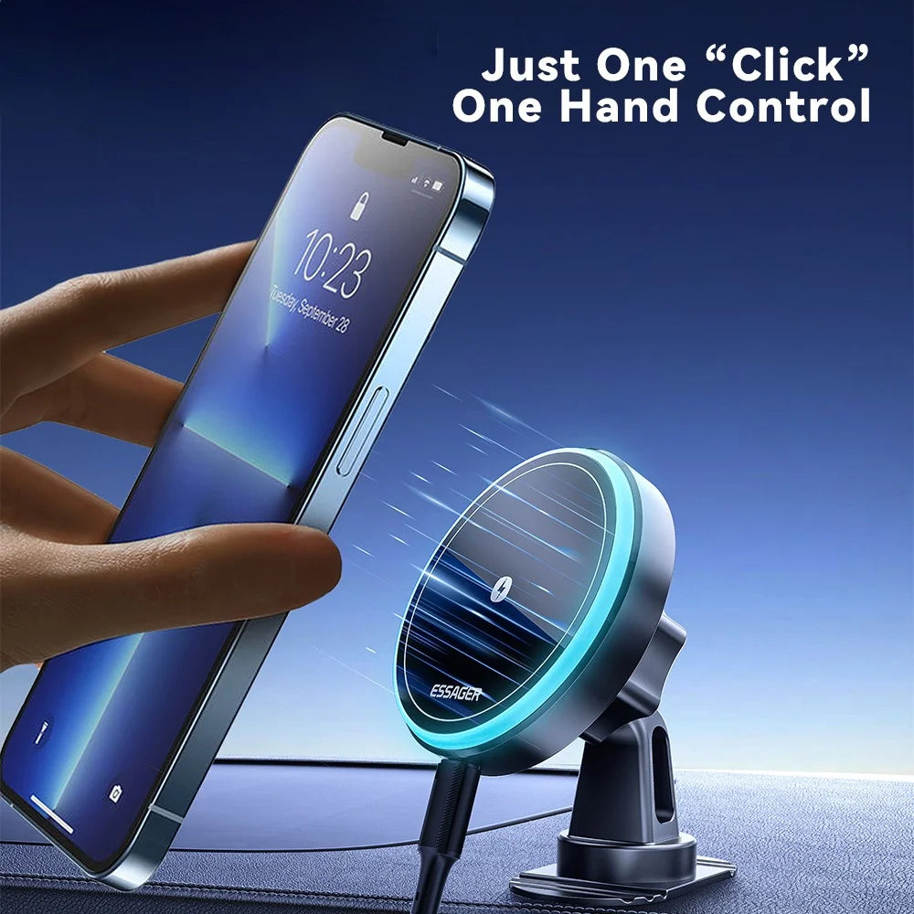 ESSAGER Magnetic Wireless Charger Car Mount Cell Phone Bracket Holder Charger - Air Outlet Type - 5
