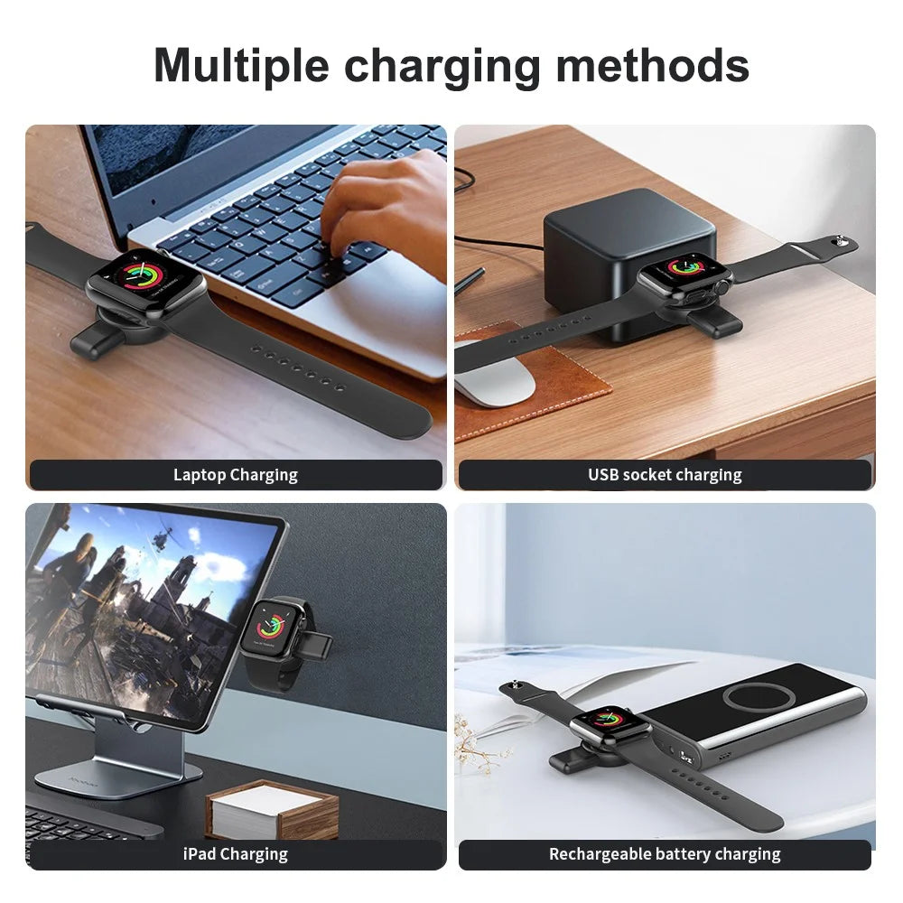 X512 For Apple Samsung Universal Watch Charger Mini Magnetic Wireless Charging Pad with Type-C+USB Plug - Black - 7