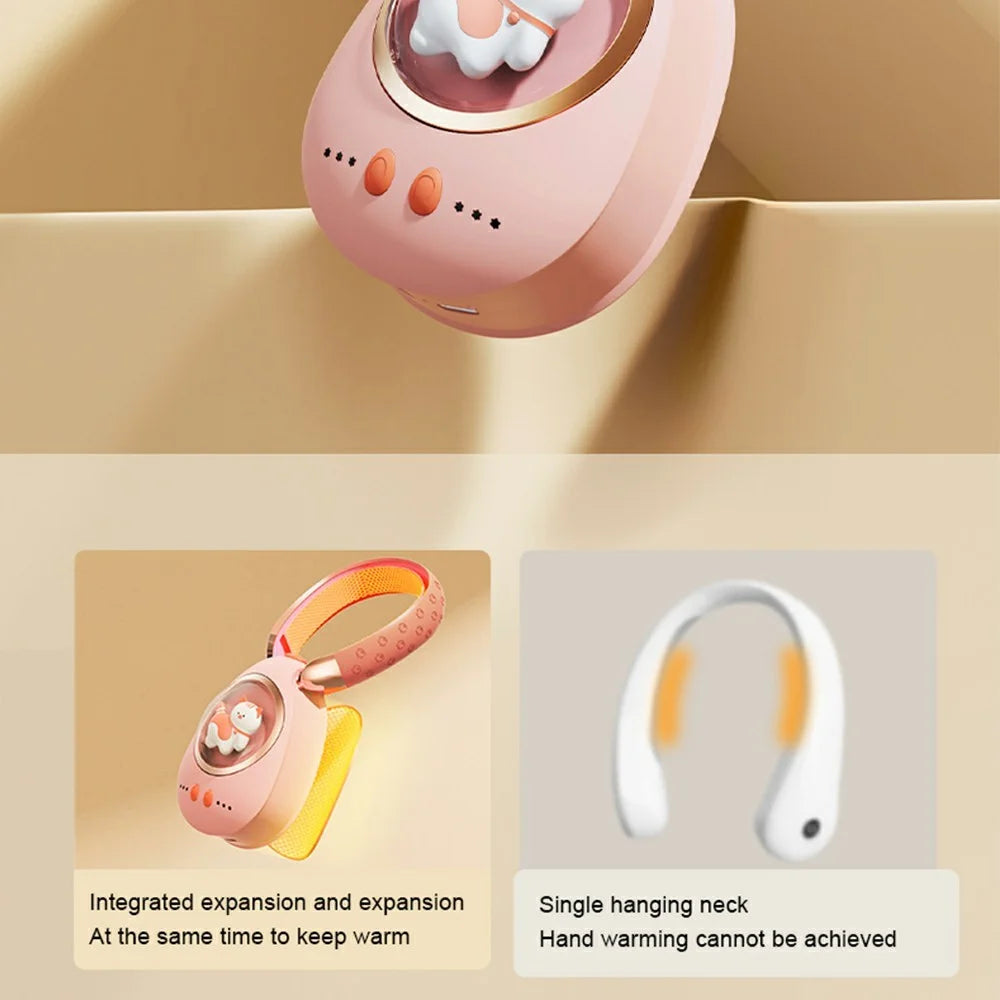 CYKE N1 Cute Cartoon Neck Hanging Winter Hand Warmer 5000mAh Phone Power Bank - Pink - 5