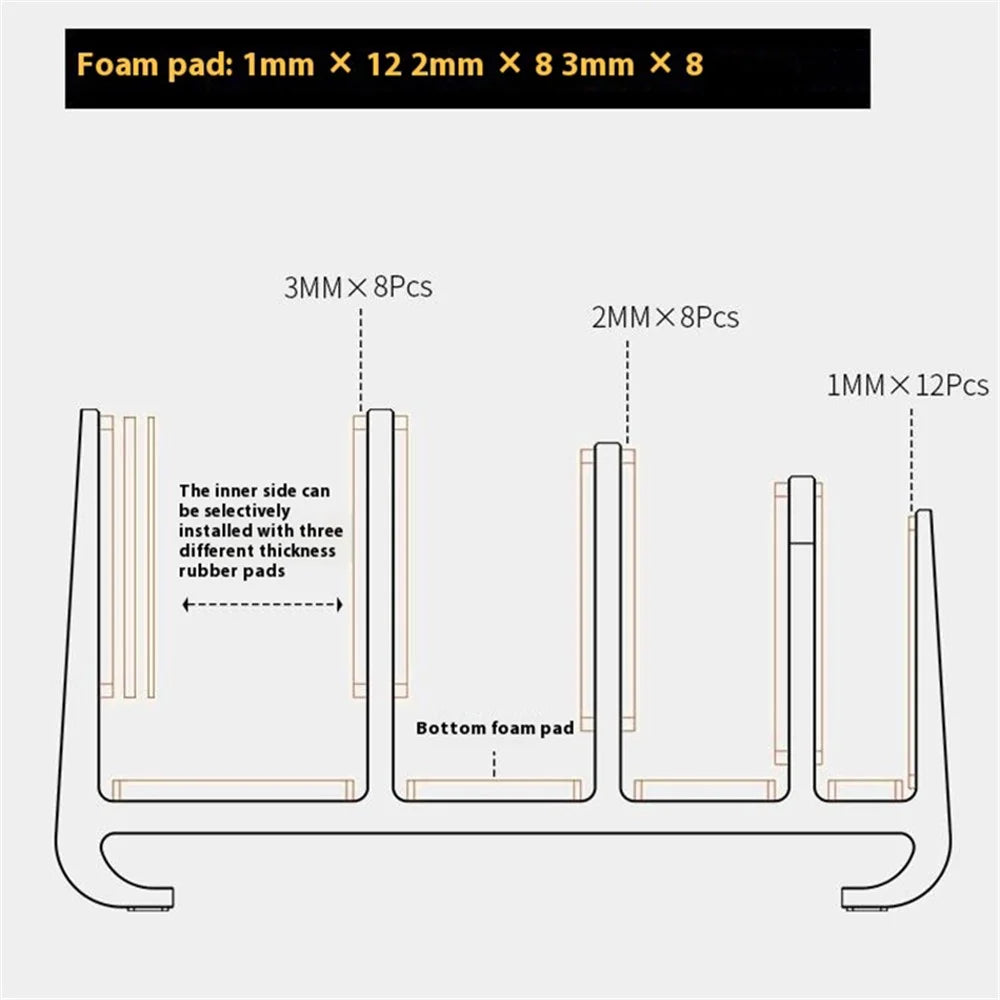 JIUSHARK SNB-21 Vertical Laptop Stand Holder 4-Slot Space-Saving Desk Organizer - Silver - 5