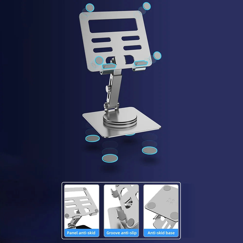MT136 Aluminum Alloy Stand for Phones, Tablets Adjustable Desktop Holder - Silver - 6
