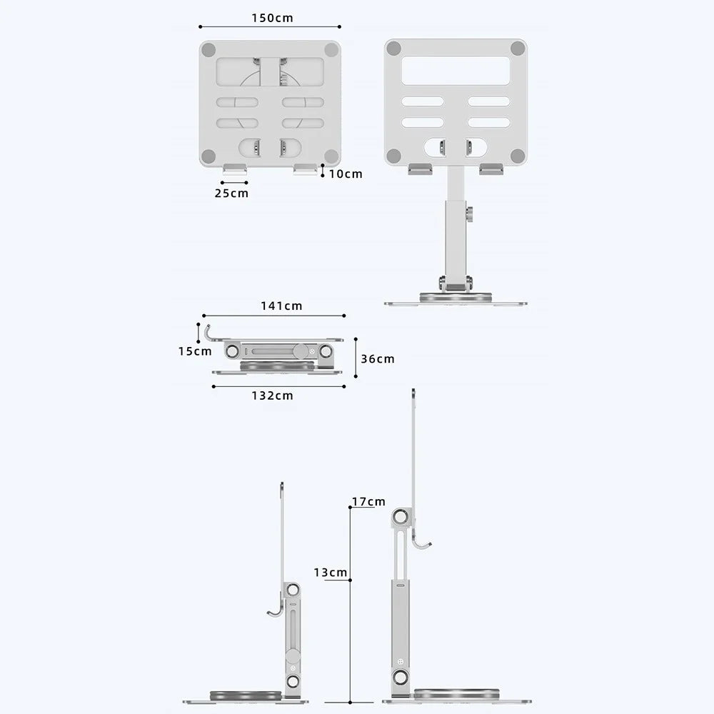 MT136 Aluminum Alloy Stand for Phones, Tablets Adjustable Desktop Holder - Silver - 7