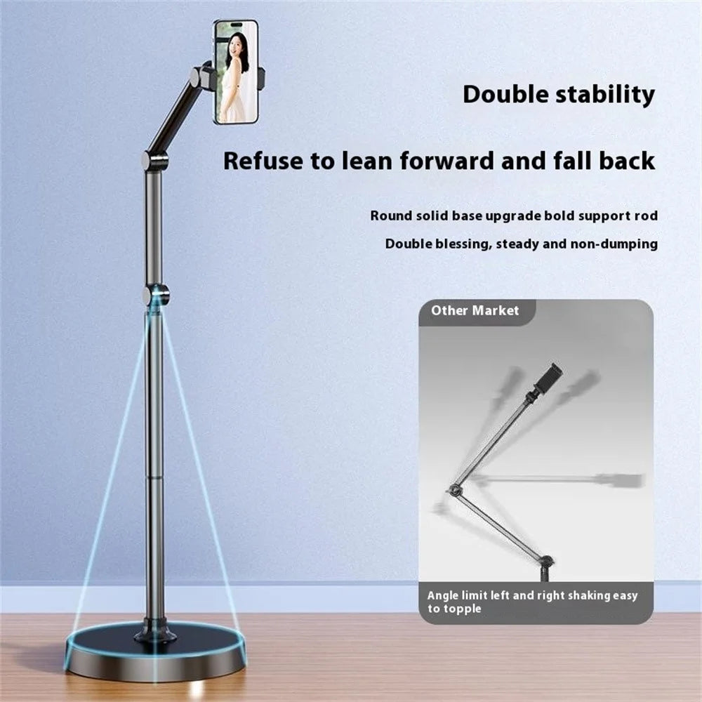 L58 Phone Tablet Floor Stand Carbon Steel Adjustable Holder for Live Stream - 4