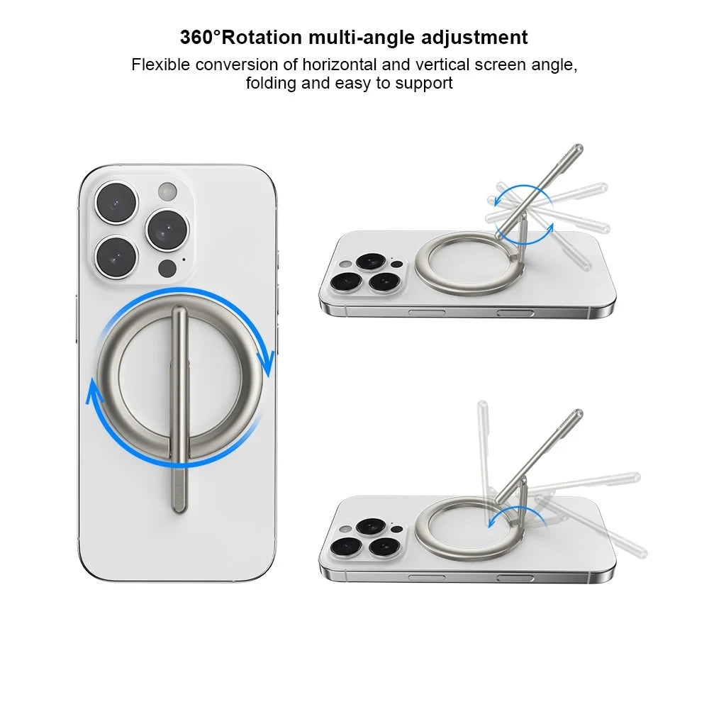 XUNDD XDHO-055 Magnetic Ring Phone Holder Rotating Aluminum Alloy Kickstand Phone Mount - Silver - 3