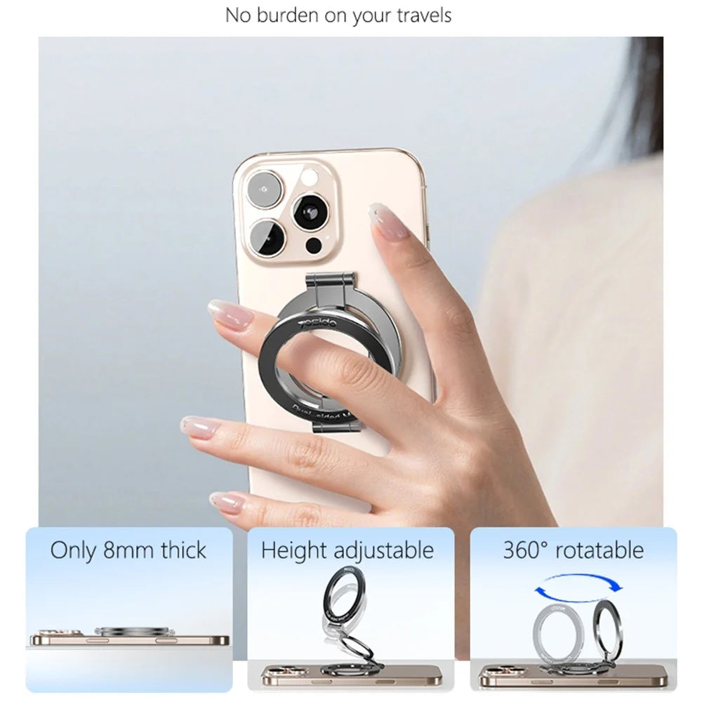 YESIDO C229 Double Sided Magnetic Phone Stand 360 Degree Rotation Foldable Ring Bracket - 5