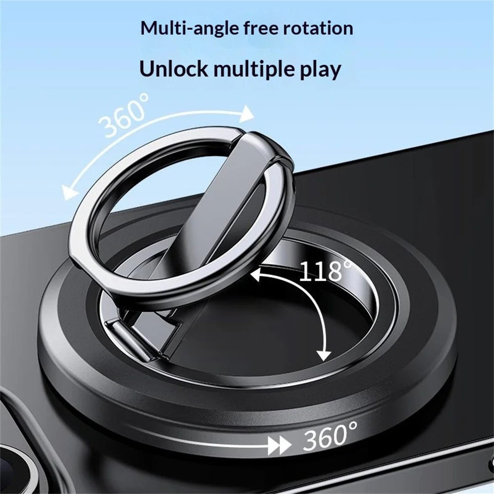 Magnetic Phone Ring Stand Foldable Strong Magnet Holder 360° Rotation Phone Desktop Stand - Orange - 3