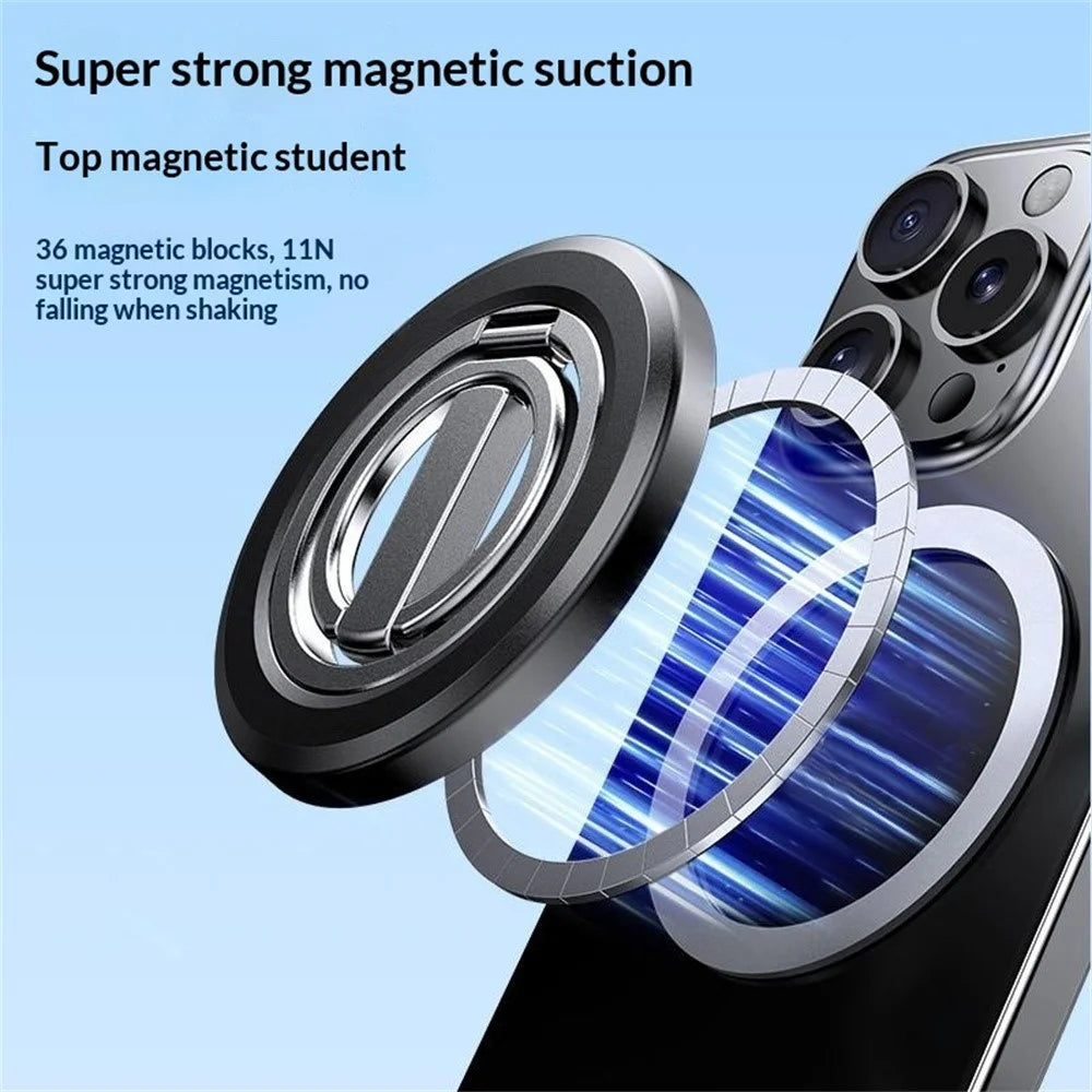 Magnetic Phone Ring Stand Foldable Strong Magnet Holder 360° Rotation Phone Desktop Stand - Orange - 4