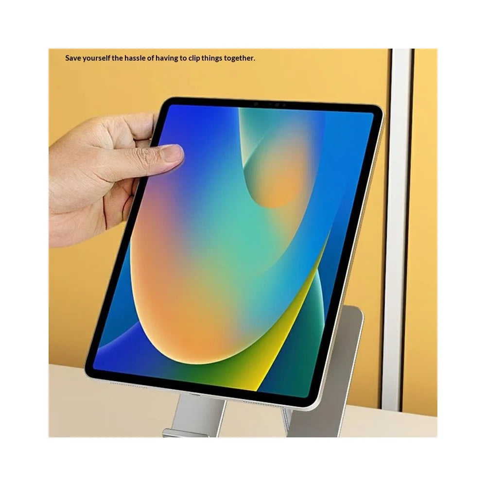 MT1342 360° Rotating Carbon Steel Desktop Foldable Phone Tablet Stand Dual Axis Adjustable Anti Slip Holder - Silver - 5