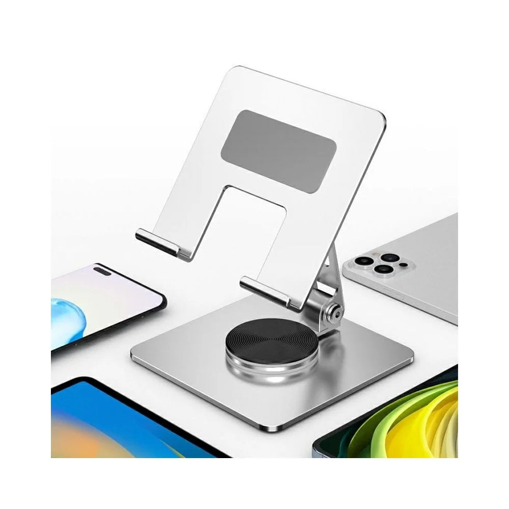 MT1342 360° Rotating Carbon Steel Desktop Foldable Phone Tablet Stand Dual Axis Adjustable Anti Slip Holder - Silver - 7