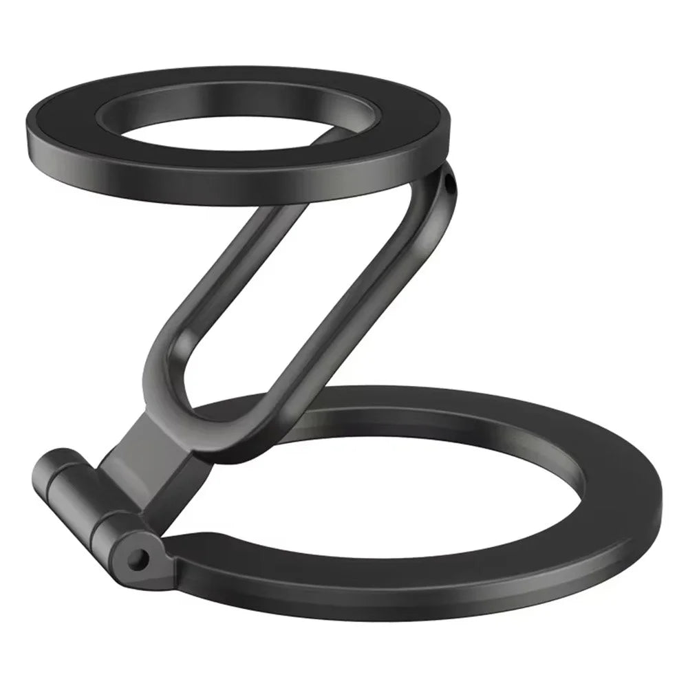 Double-Sided Magnetic Phone Stand Ring Holder Compatible with MagSafe 360 Degree Adjustable Metal Stand for iPhone 17 / 16 / 15 / 14 / Samsung / Galaxy - Black - 1