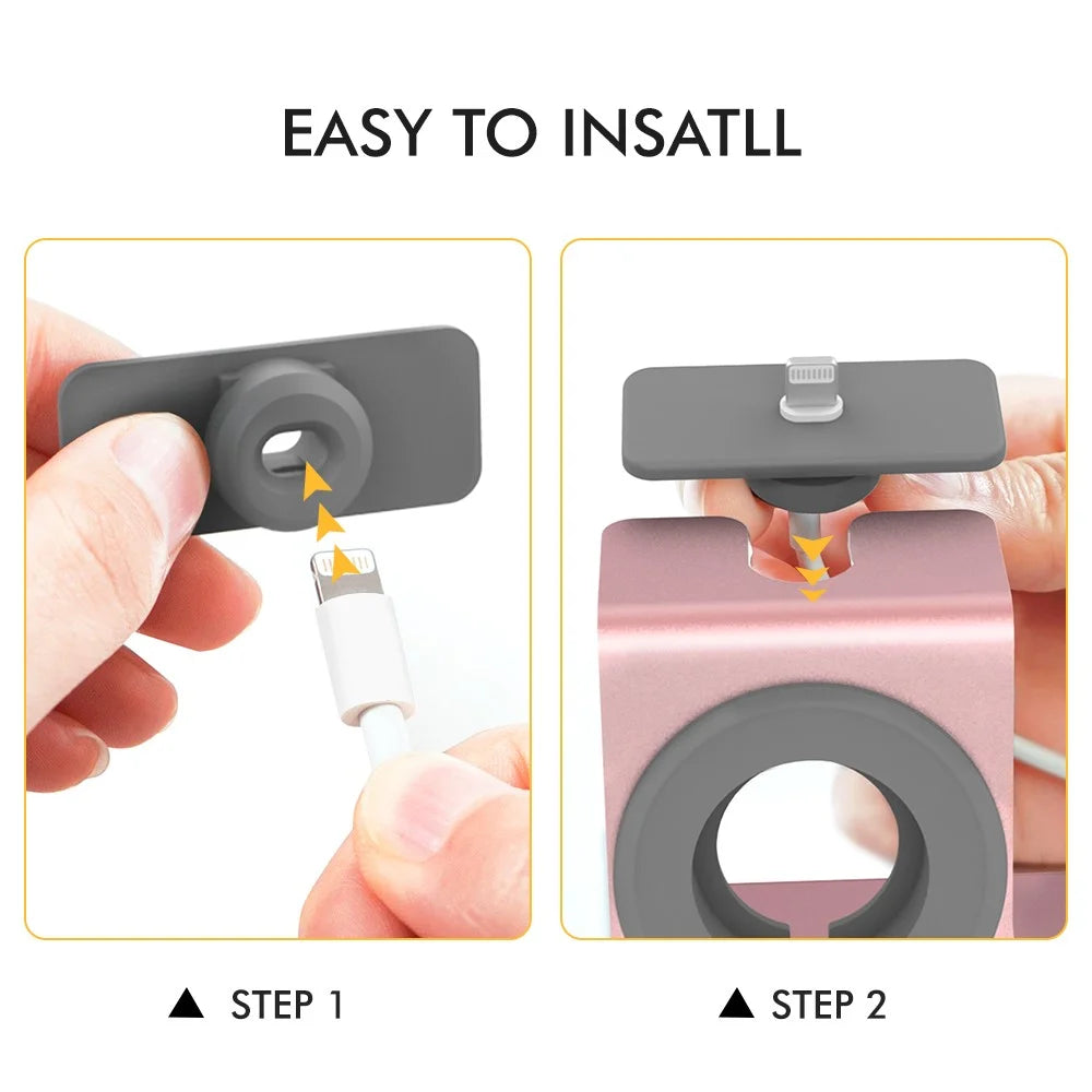 AHASTYLE ST05 For Apple Watch / iPhone / AirPods 3-in-1 Charging Stand Aluminum Alloy Desktop Charging Bracket - Rose Gold - 3